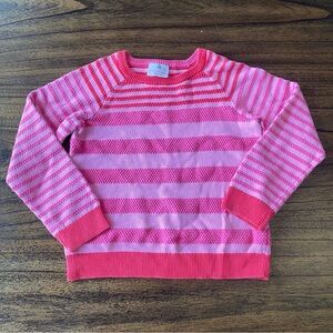 Hanna Andersson Sweater 6/7 (120) Pink Striped Girls Cotton Knit